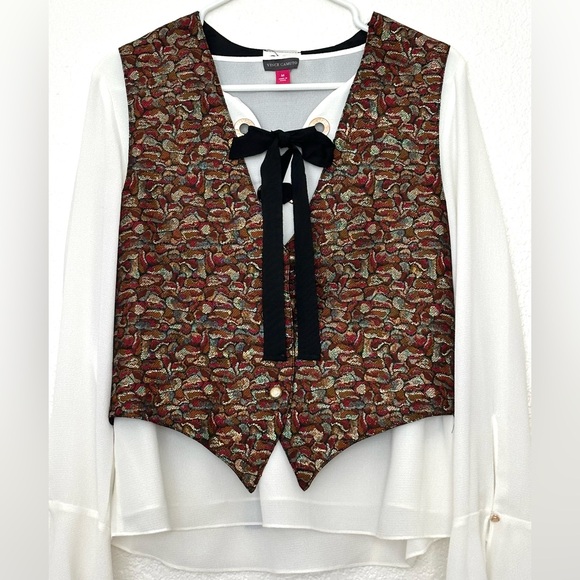 Clio Jackets & Blazers - Clio Vintage Vest Multicolor Patterned Tapestry